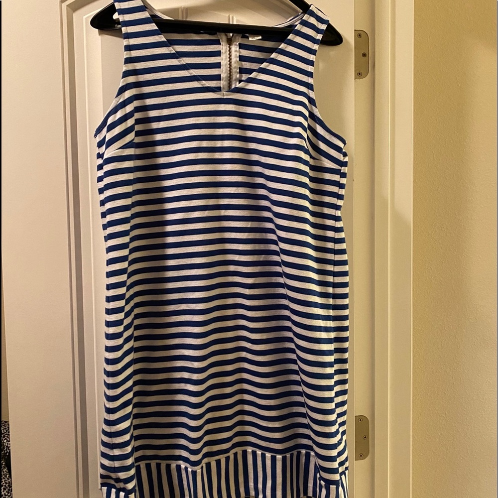 Old Navy Blue/ White Striped Sleeveless Dress- L